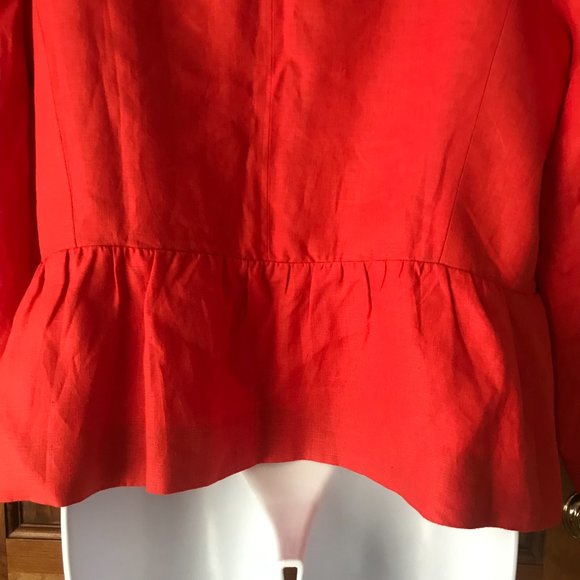 NWT Talbots Red Linen Jacket w/Peplum Size 12 - Picture 9 of 10